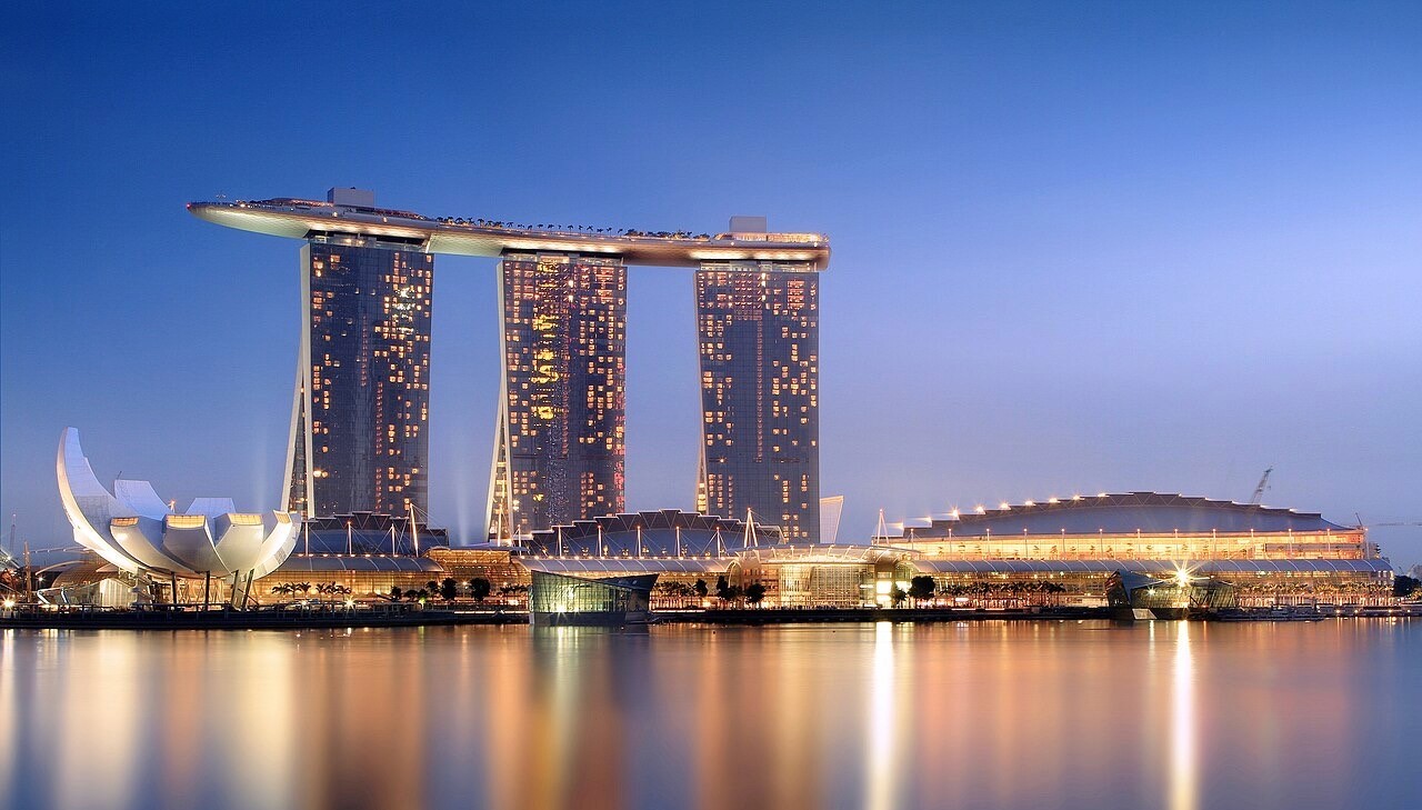 Singapore skyline at night
