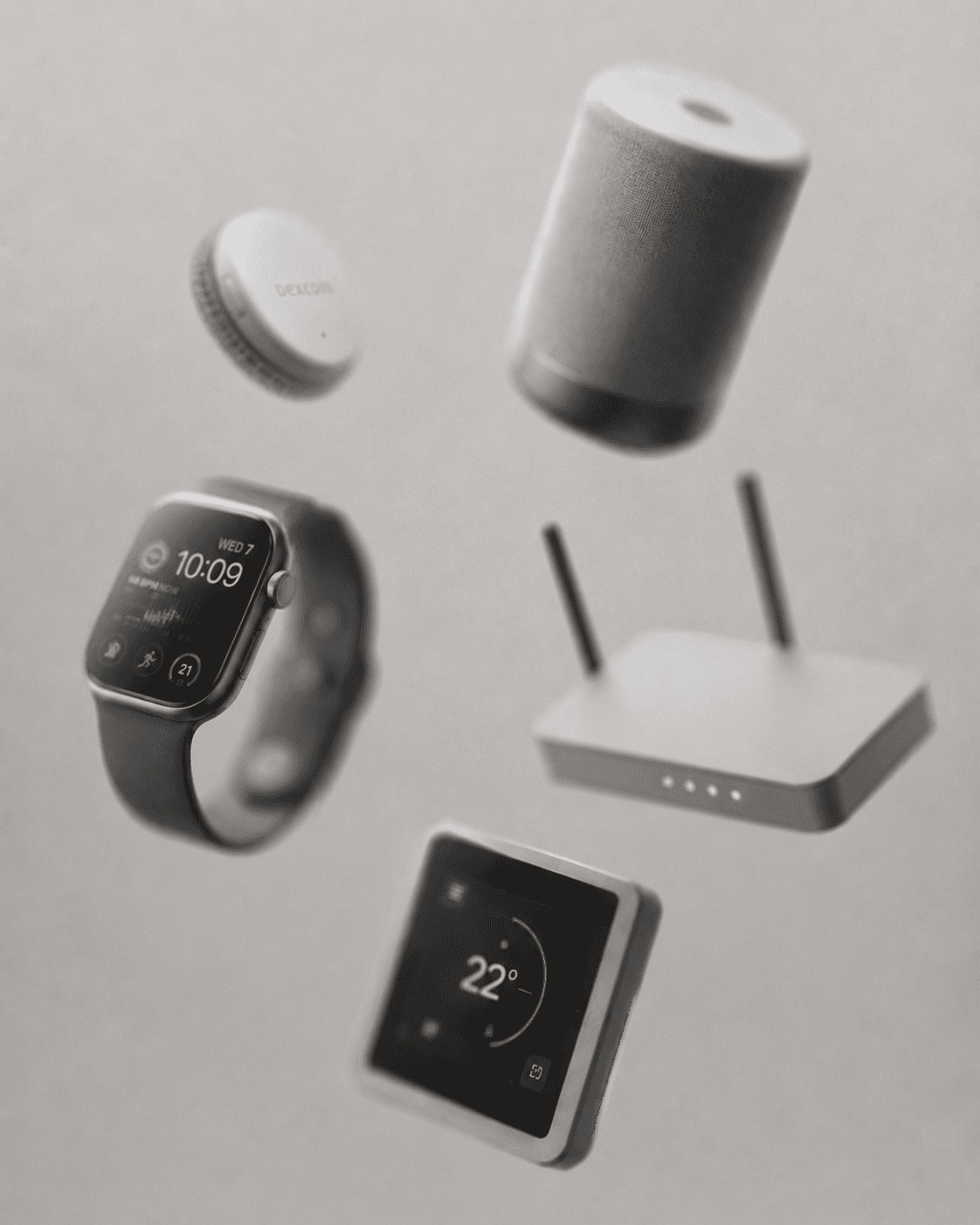 Consumer devices including a smartwatch, wireless router and phone